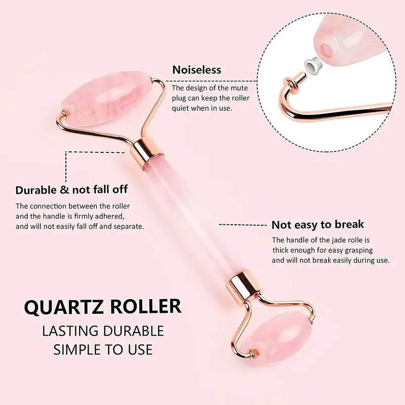 100%天然ローズジェイドローラー＆かっさプレートセット - フェイスマッサージャー