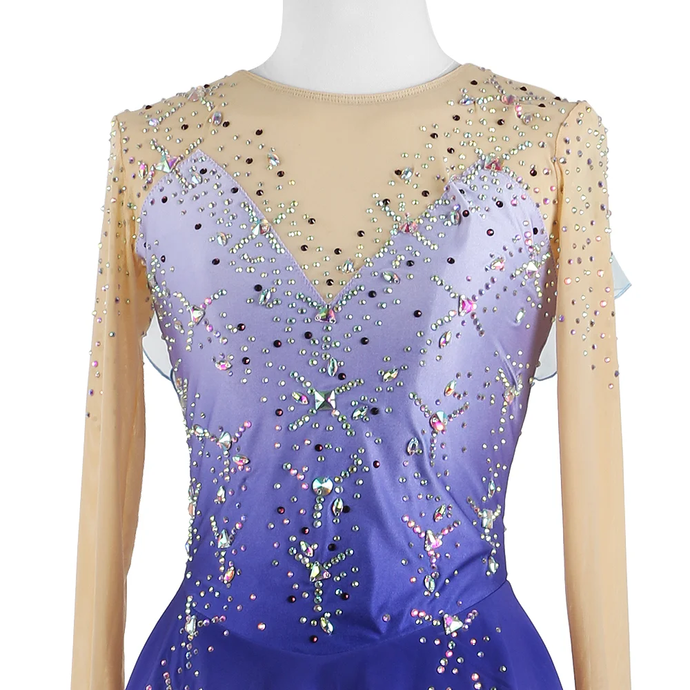 Zagitova Figure Skating Dress For Women Girls Ice Skating Skirt Performance Competition Gradient Purple