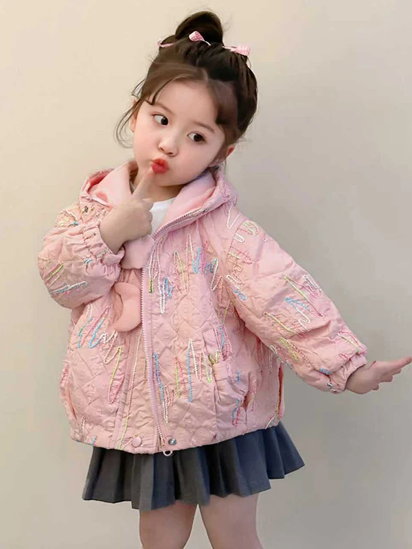 Modny koreański płaszcz dla dziewczyn na jesień 2025, nowy, słodki, luźny krój, długi płaszcz z kapturem, wzór w paski, zapinany na jeden guzik...