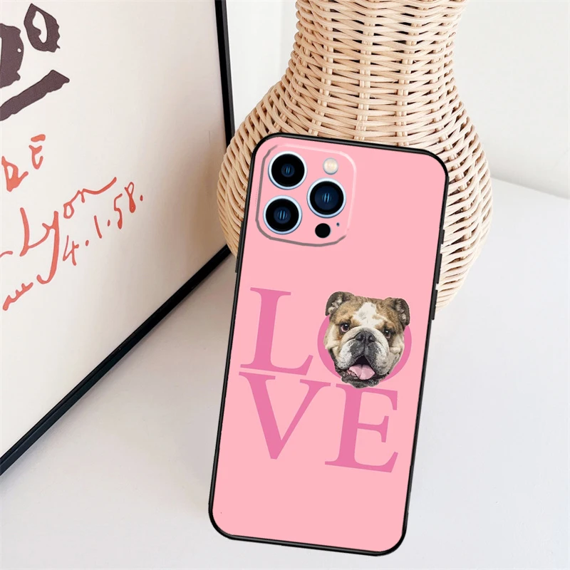 English Bulldog Heartbeat Case For iPhone 11 12 13 14 16 15 Pro Max Mini X XS Max XR Plus Cover Coque