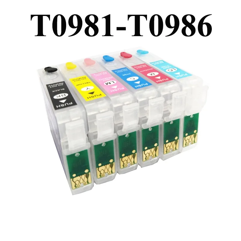 T0981 - T0986 Refillable Ink Cartridge for Epson Artisan 700 800 710 810 600 725 835 837 Printer