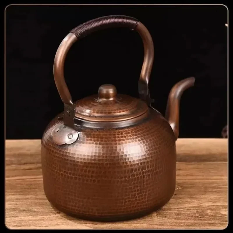 

3L Pure Red Copper Boiling Kettle Handmade Vintage Copper Pot Home Teapot For Gas/Induction Cooker Tea Infuser Health Tea Kettle