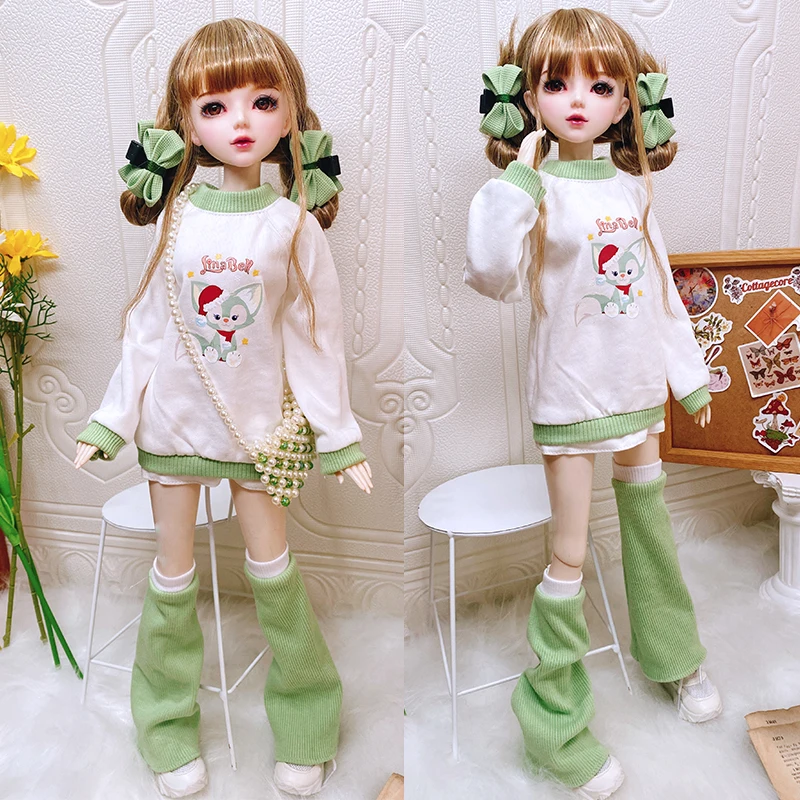 60CM BJD Doll Cute clothes Green hoodie 1/3 1/4 1/6 Doll accessories Children's toys only cloth Kawaii