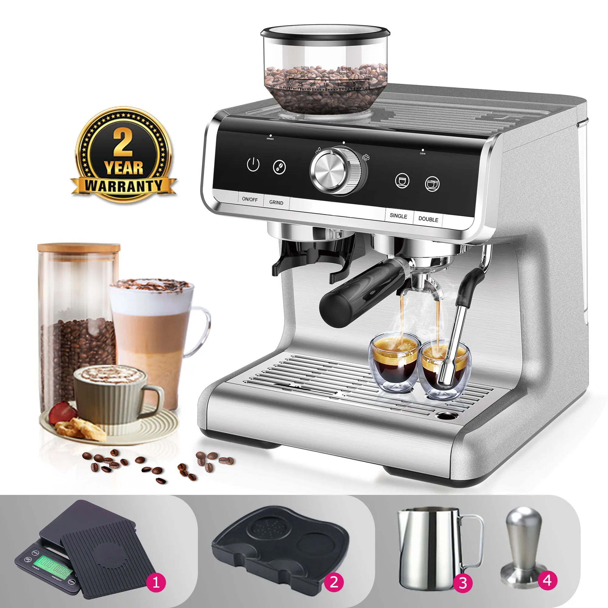 Automatic Espresso Machine 19 cappuccino bar and latte coffee machine all-in-one espresso machine with milk foam