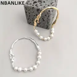1 PC Baroque Pearl Bracelet Korean Style Irregular Metal Hand Ring Women Bracelet