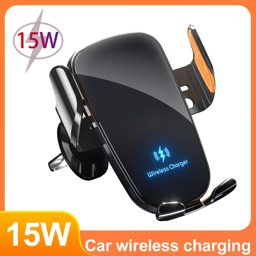 

New Upgrade Car Mobile Phone Holder 15W Wireless Charging Portable Car Holder Cellphone Bracket Stand In Car Device for iPhone