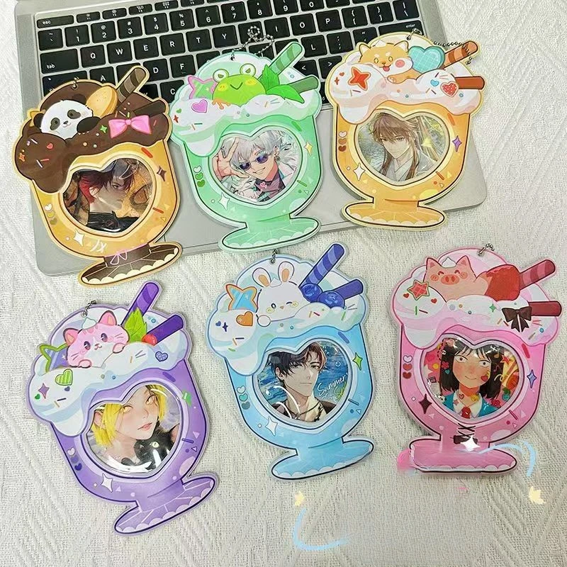 Creative Badge Bag Dessert cup Transparent Window Pvc Badge Protector Fans Supplies Waterproof Anime Badge Display Bag Gift