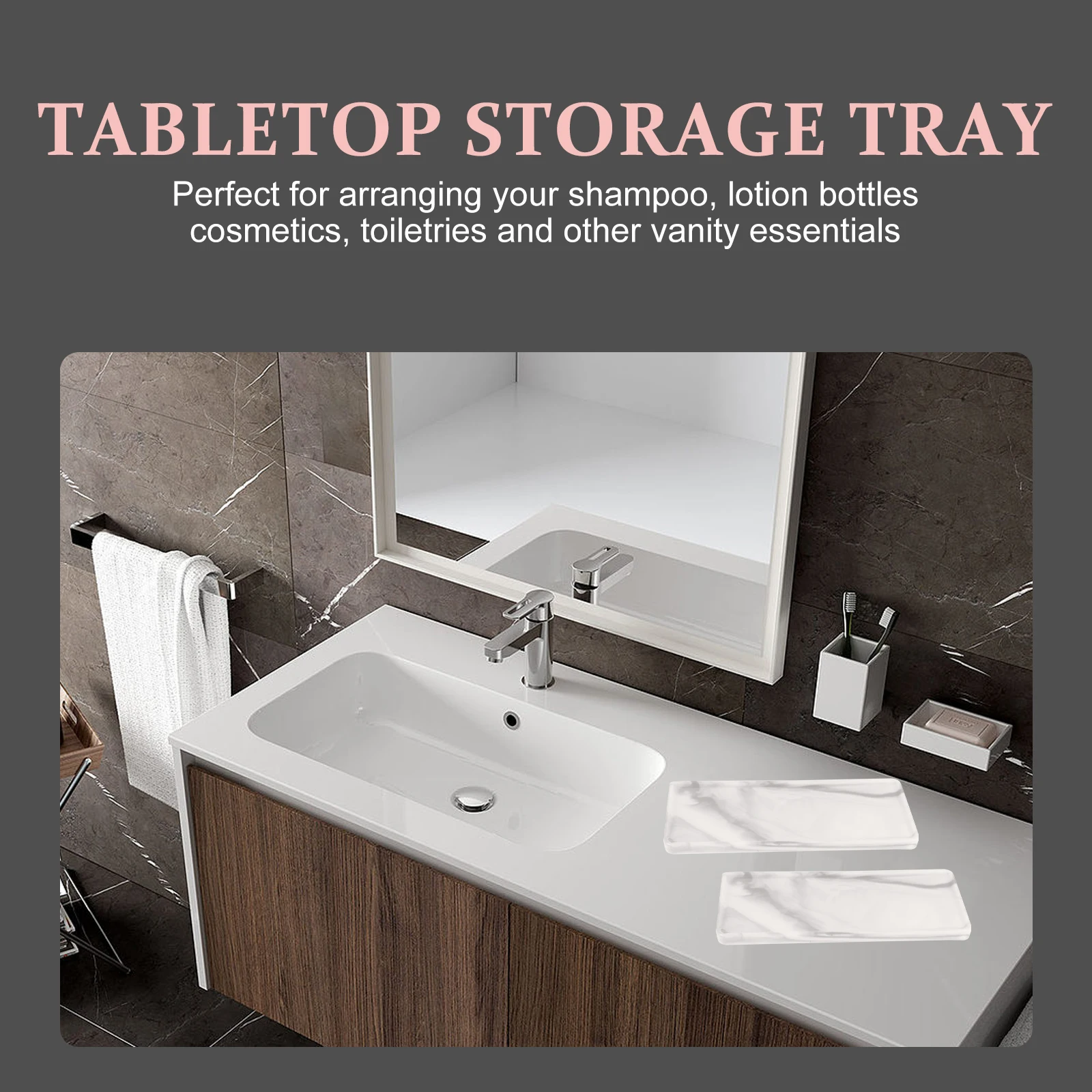 

Makeup Bathroom Organizer Counter Decorative Serving Tray Multifunctional Vanity Oval