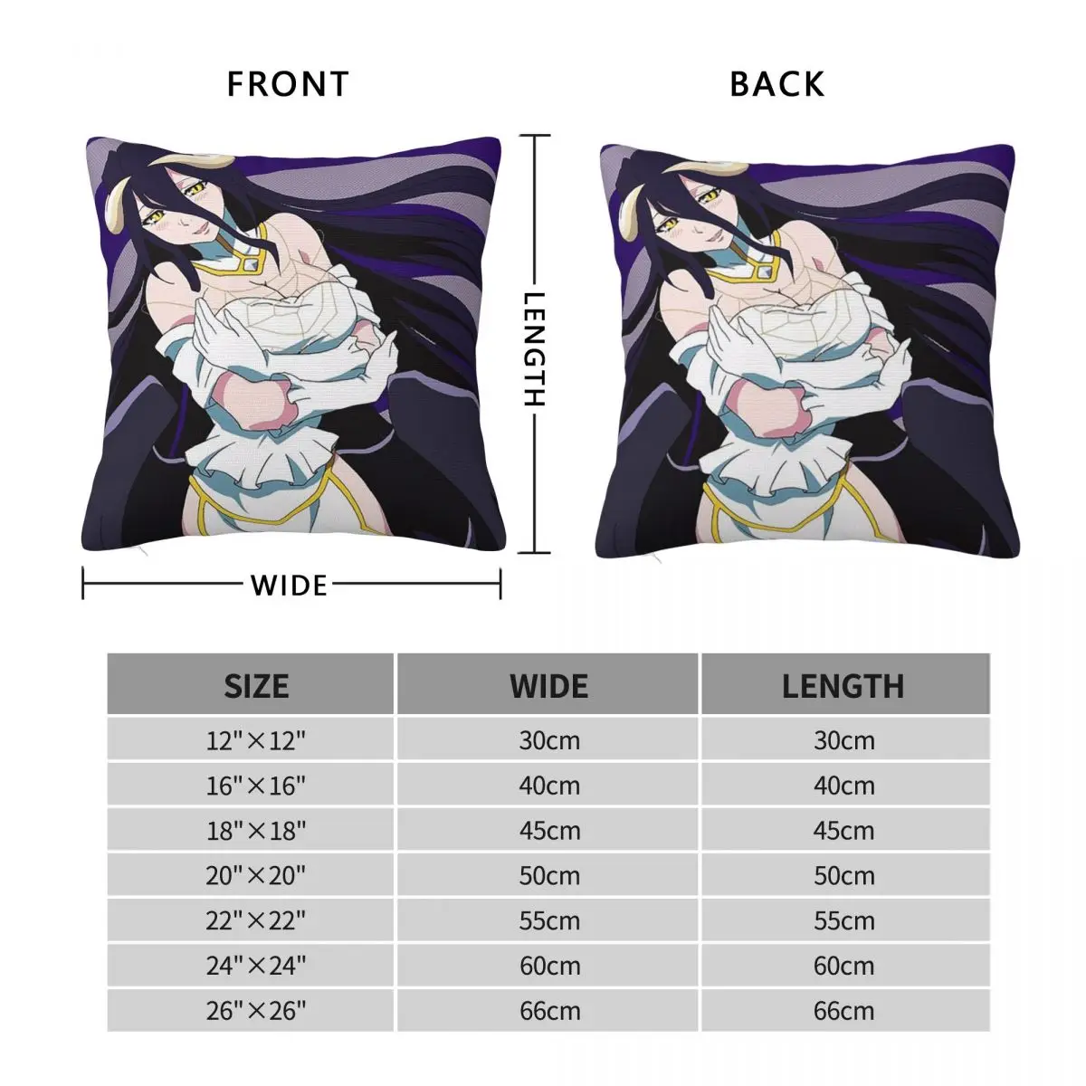 Anime Overlord Albedo Game Square Pillowcase Cushion Cover Pillow Case Throw Pillow Cover for Home Bedroom Car