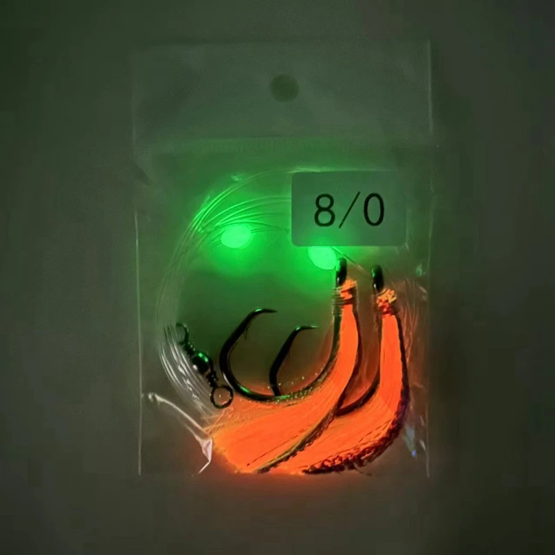 6A-Sabiki-Rigs 8/0 Köder-Rigs, leuchtende Angelperlen, hohe Carbon-Haken für Süßwasser/Salzwasser
