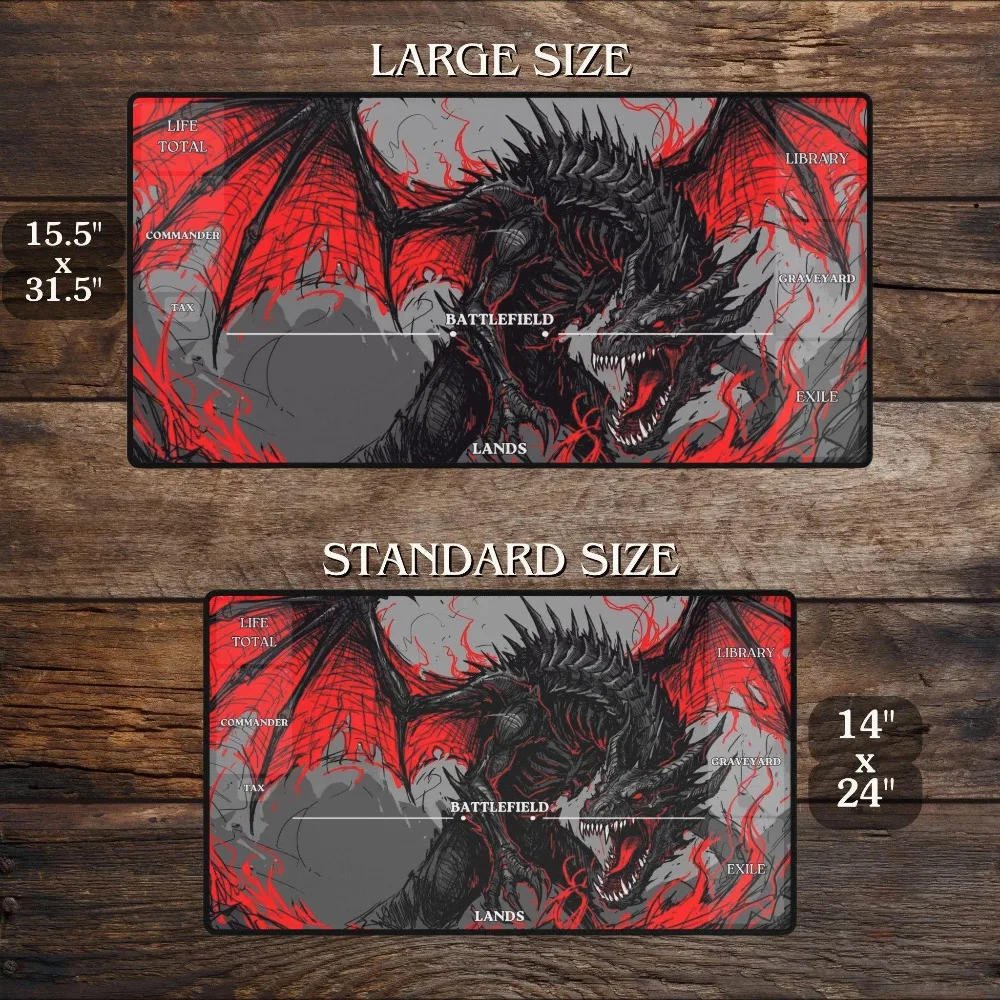 Crimson Dragon MTG Playmat TCG Commander Magic The Gathering Anime Mousepad & Deskmat With Zones pc accessories