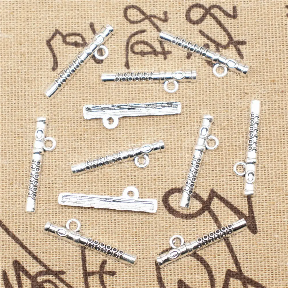 20pcs 7x29mm Flute Charms Jewelry Making Pendant Craft Jewelleri Antique Silver Color