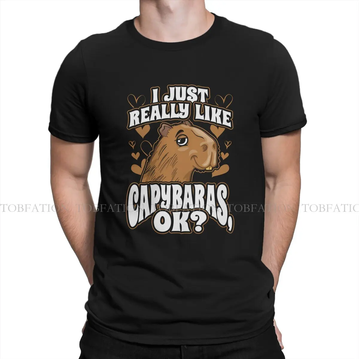 I Just Really Like Capybaras Hipster TShirts Capybara Animal Men Style Pure Cotton Streetwear T Shirt O Neck Oversized