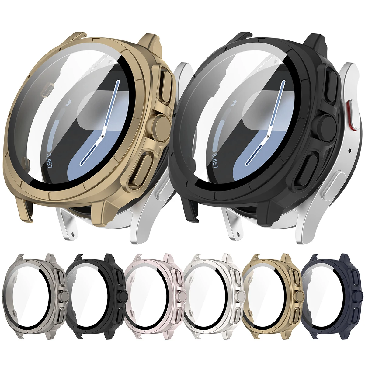 Tempered Glass Film Case for Samsung Galaxy Watch 7 40mm 44mm PC Protector Cover for Galaxy Watch Upgrade Ultra Case Accessories