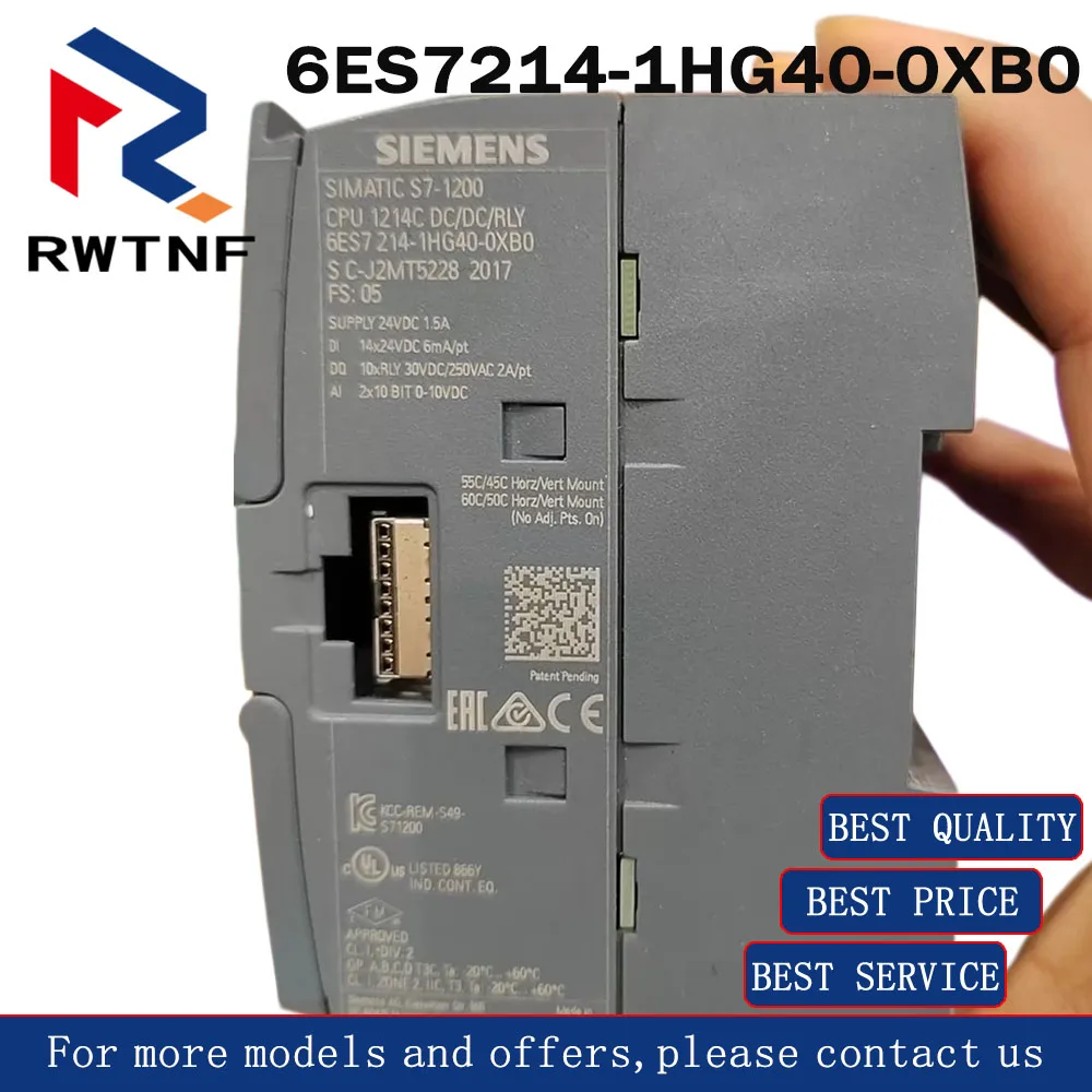 

Совершенно новый оригинальный модуль ПЛК SIEMENS S7-1200 6ES7214-1HG40-0XB0, 100% оригинальный, в наличии на складе.