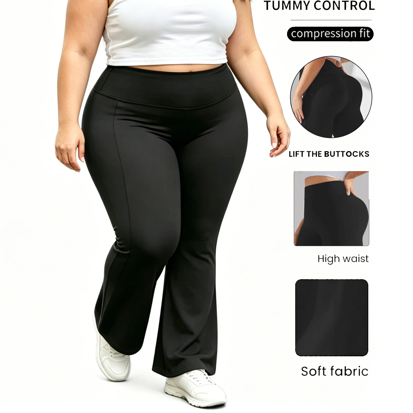 

Plus Size Flare Legging Yoga Pants Women Wide Leg High Waist Bootcut Workout Flare Leggings Tummy Control Work Dress Pants