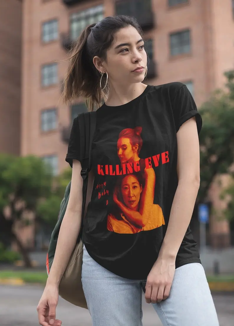 Killing Eve Crewneck T-shirt, Movie Tee Shirt, Hoodie, Jodie Comer Villanelle Sandra Oh Phoebe Waller-Bridge, Perfect Birthday