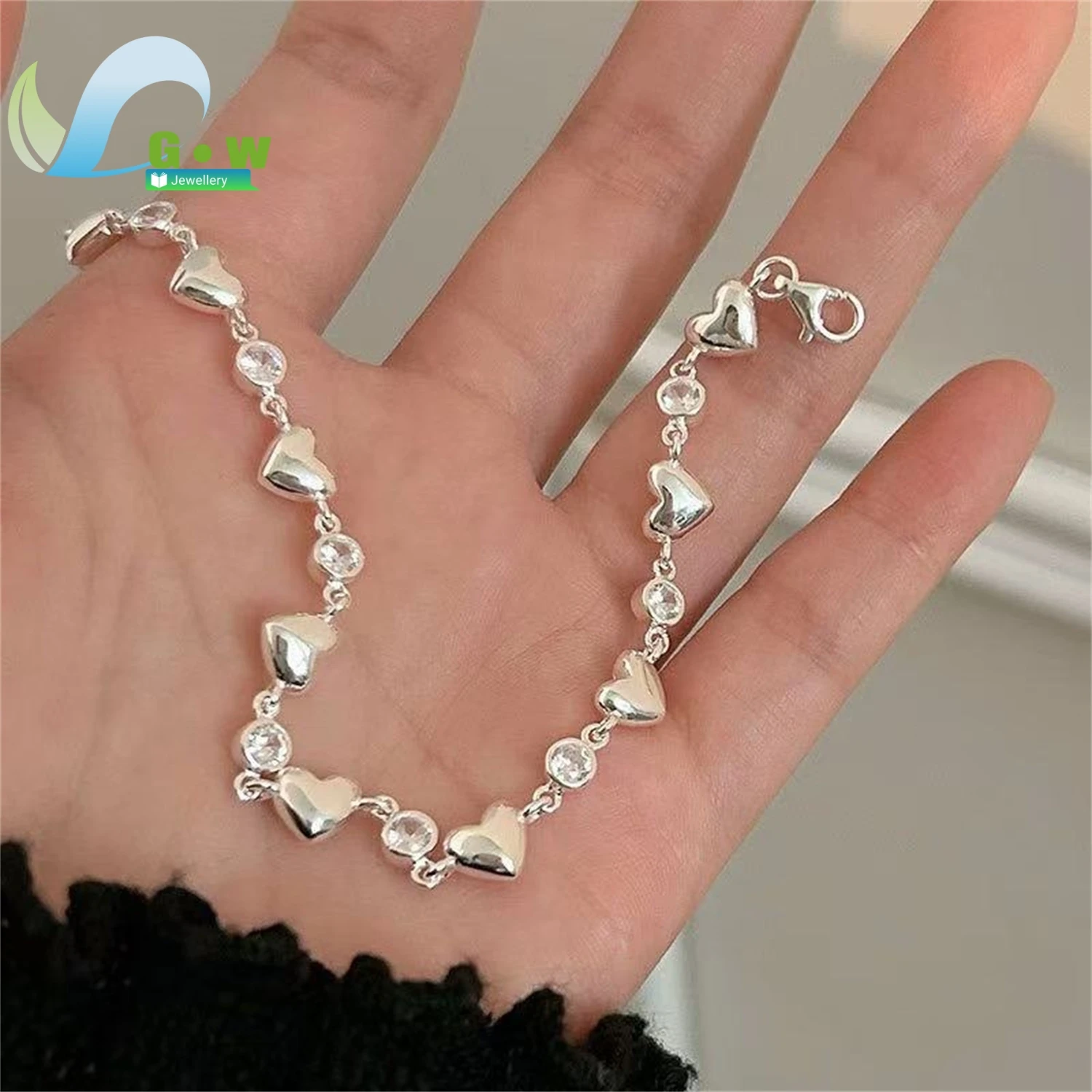 Heart Bracelet Women Minimalist Vintage Elegant Delicate Wristband Jewelry Daily Wear Charm Gift For Her Girlfriend Wife
