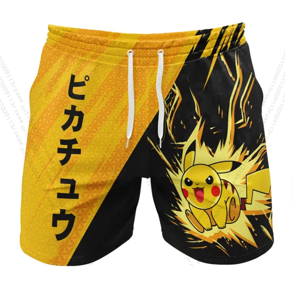 ญี่ปุ่นอะนิเมะพ็อกเก็ตมอนสเตอร์ Pikachu ผู้ชายชุดออกกําลังกายคอสเพลย์พิมพ์ GYM TShirt Kawaii Breathable กางเกงขาสั้น Quick DRY กีฬาชุดเด็ก