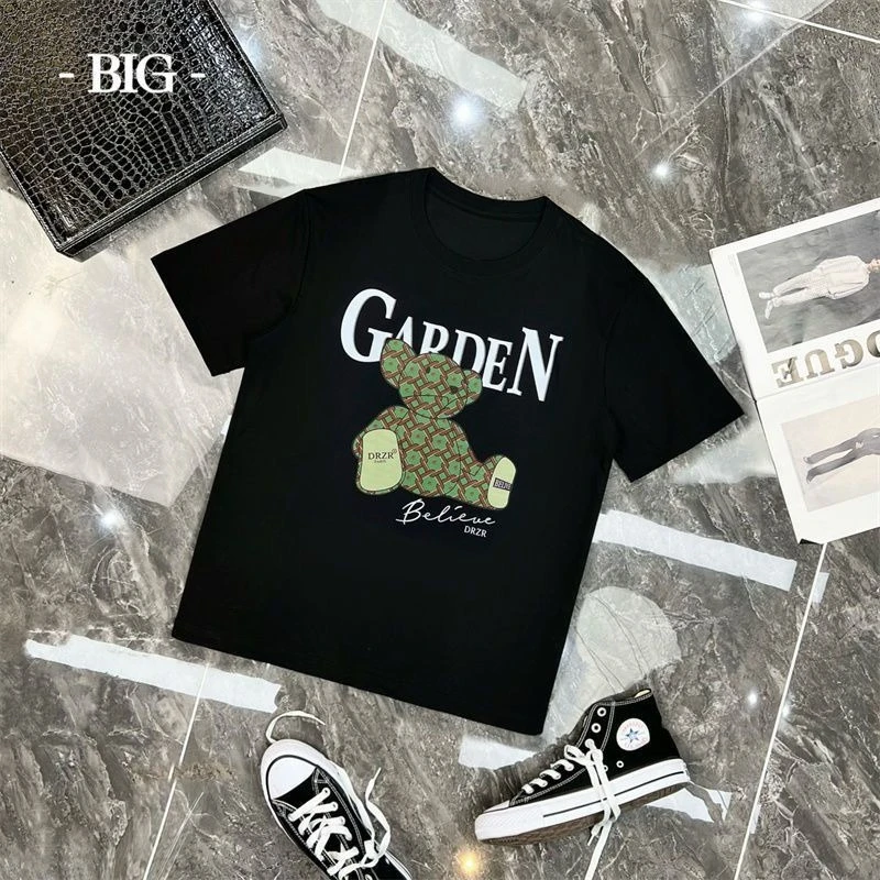 

Green Bear Pure Cotton Printed Summer New Casual and Versatile Short-sleeved Men's and Women's Trendy Large Size