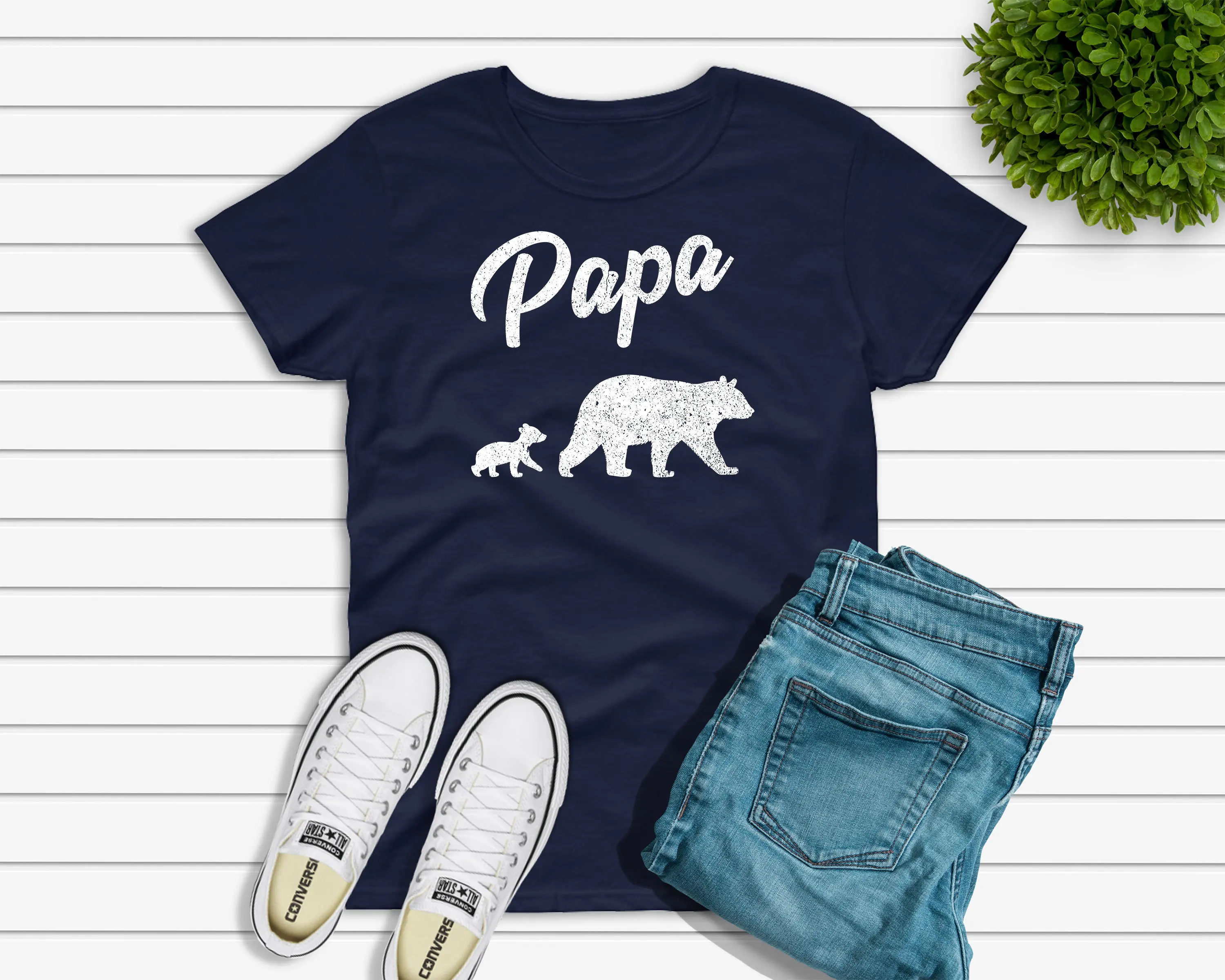 Papa Bear One Cub T Shirt Funny Father'S Day For Dad Of 1 Kid New First Time Daddy Heavy Cotton