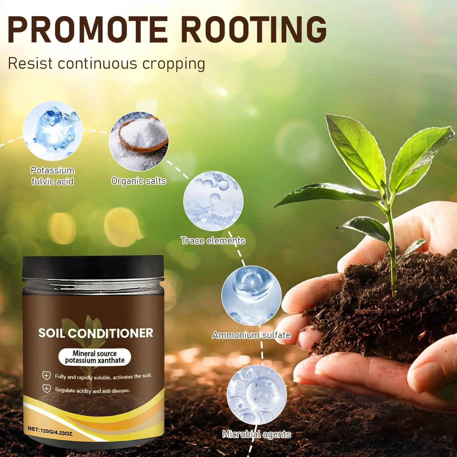 Soil Activator Improves Soil Vitality Boosts Plant Nutrient Absorption Organic Growth Enhancer Suitable for Indoor Potted Plants