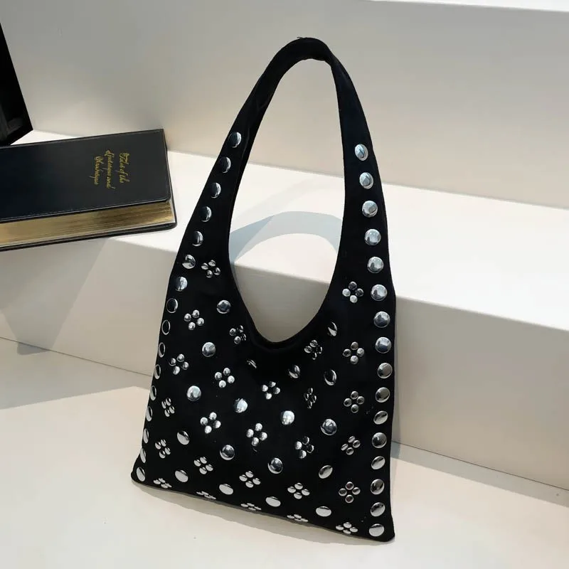 

Rivet Bags for Women 2025 New Vintage Underarm Shoulder Bag Woman Commuter Luxury Designer High Quality Casual Tote Female Bag