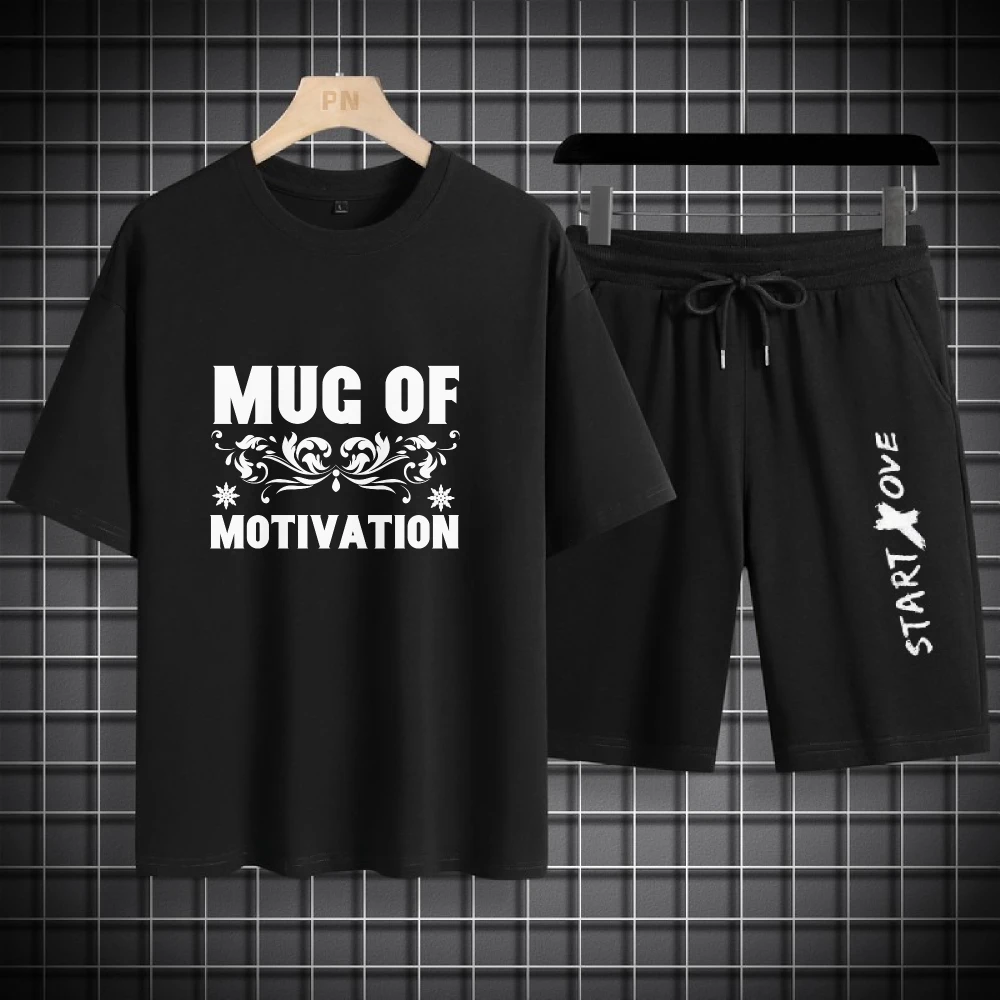 

2025 Men's Tracksuit Casual Loungewear Breathable Soft Fabric Fashion Sports Tshirts+shorts two-piece sets luxury men's clothing
