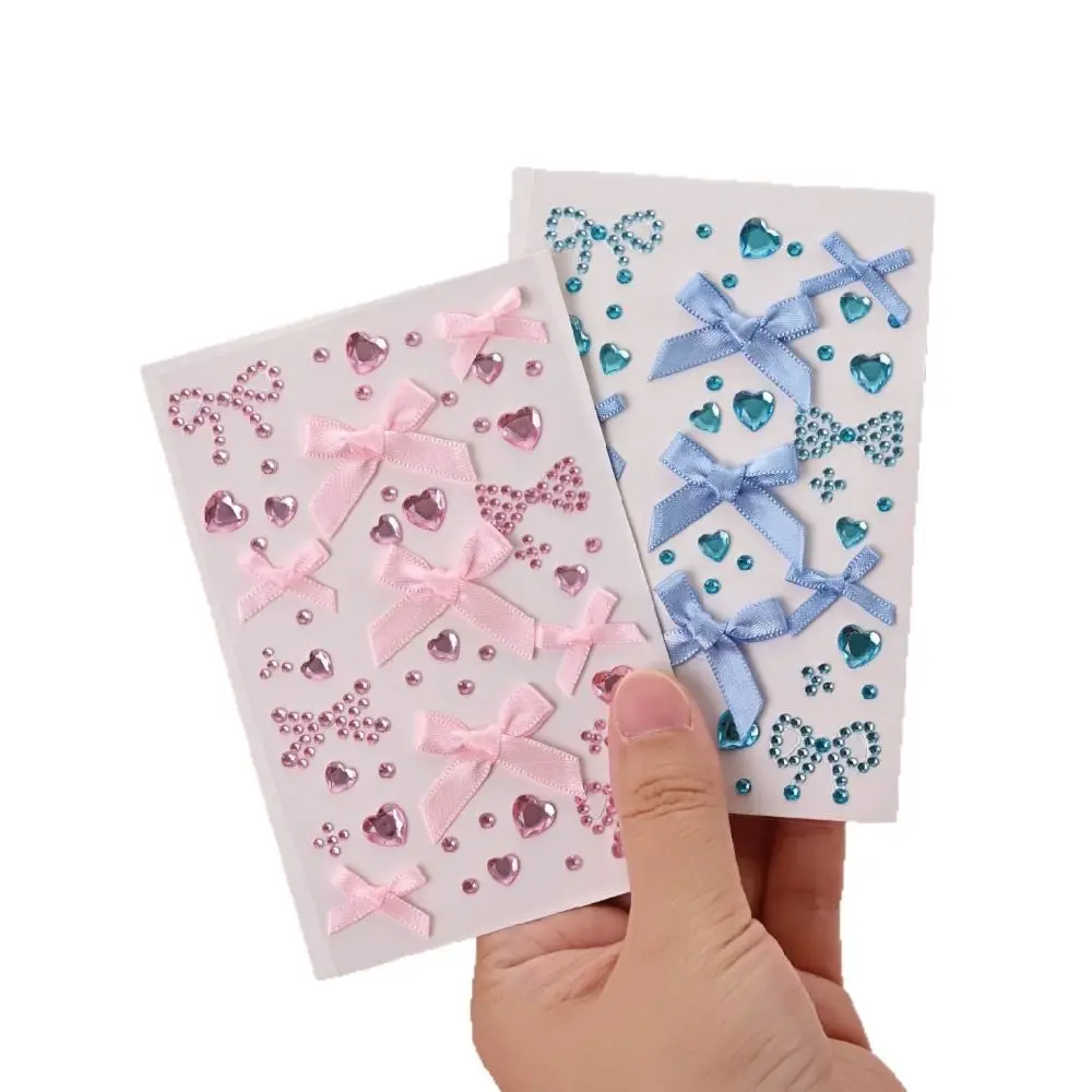 Sparkling Face Gem Sticker Waterproof Shiny 3D Rhinestone Sticker Self-adhesive Bowknot Face Tattoo Sticker Scrapbook Journal