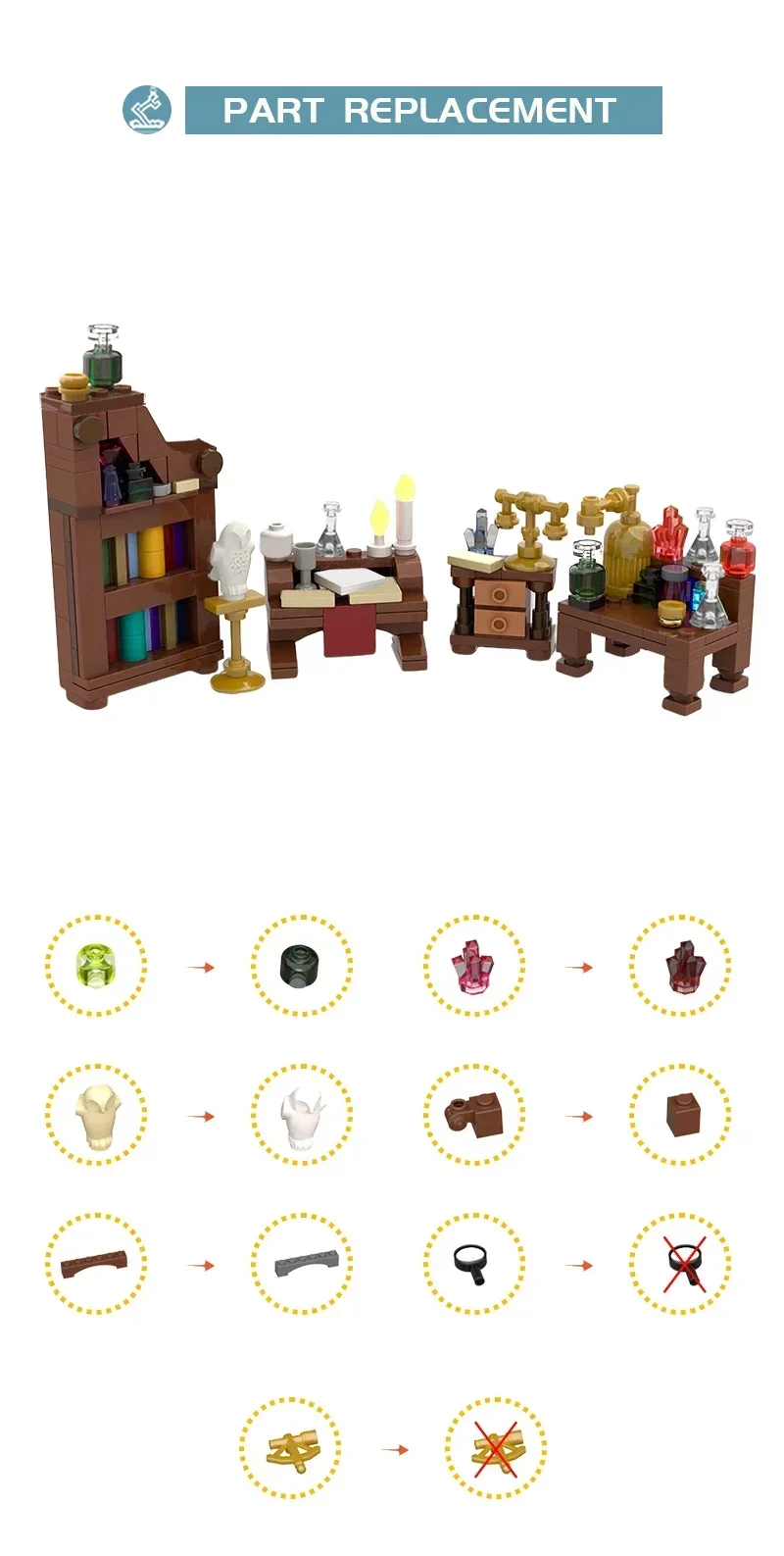 BuildMoc 중세 연금술사 실험실 빌딩 블록 세트 물약 병 실험 워크샵 장난감 어린이 생일 선물