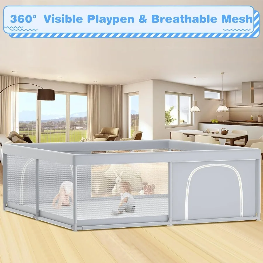 Box per bambini da 79 x 79 pollici per uso interno ed esterno Area gioco sicura e spaziosa per i più piccoli con tessuto delicato sulla pelle e morbido