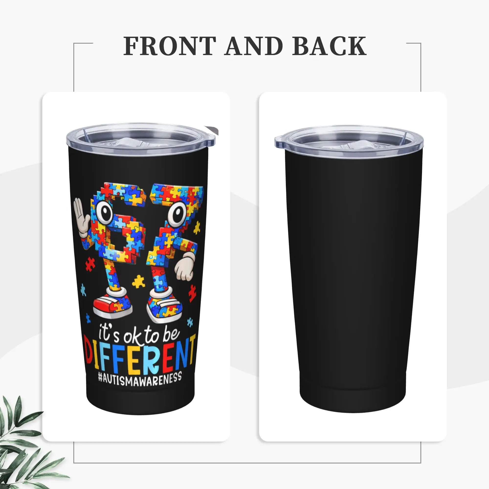 Stainless Steel Tumbler 67 Autism Awareness Six Seven Thermal Mug  Heat Preservation Hot Drinks Car Mugs Camping Water Bottle