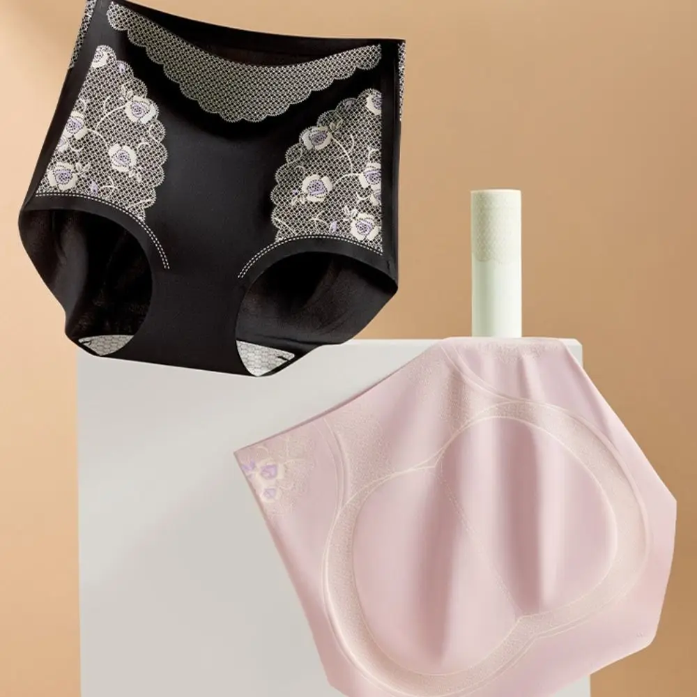 

Flower Slimming Shapewear Ice Silk High Waist Tummy Control Underwear Seamless Belly Contracting Body Shaping Briefs Ladies