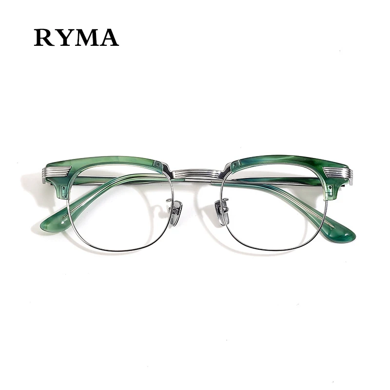 2024 High-quality Fashion Ultra Light Titanium Spectacle Vintage Luxury Half Frame Men's Glasses Optical Prescription Eyeglasses