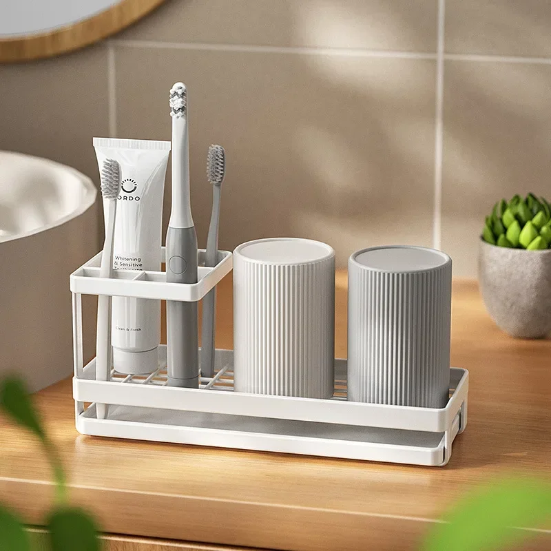 Toothbrush Holder Stainless Steel Multifunction Practical Bathroom Toothpaste Holder Stand Vertical Toothbrush Holder Storage