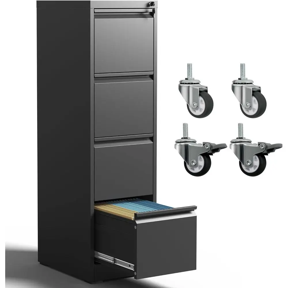 

Rolling Metal File Cabinet with Wheels, Lockable, Suitable for A4/Letter/Legal Files, Heavy Duty Storage, Assembly Required