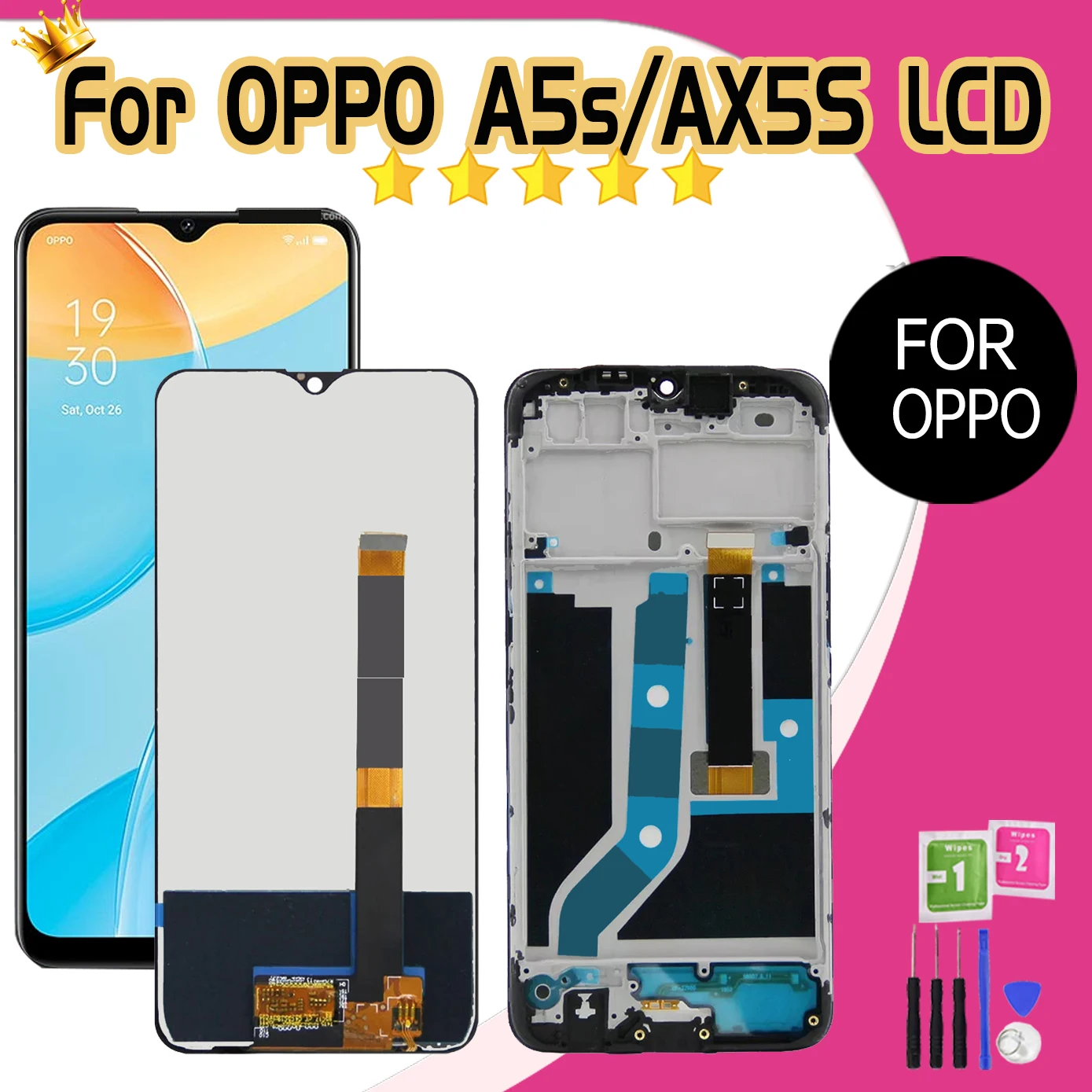 6.2\'\' Display For OPPO A7 AX7 LCD Display Touch Screen For OPPO A5s AX5s CPH1909 LCD For OPPO A12 CPH2077 Digitizer Assembly