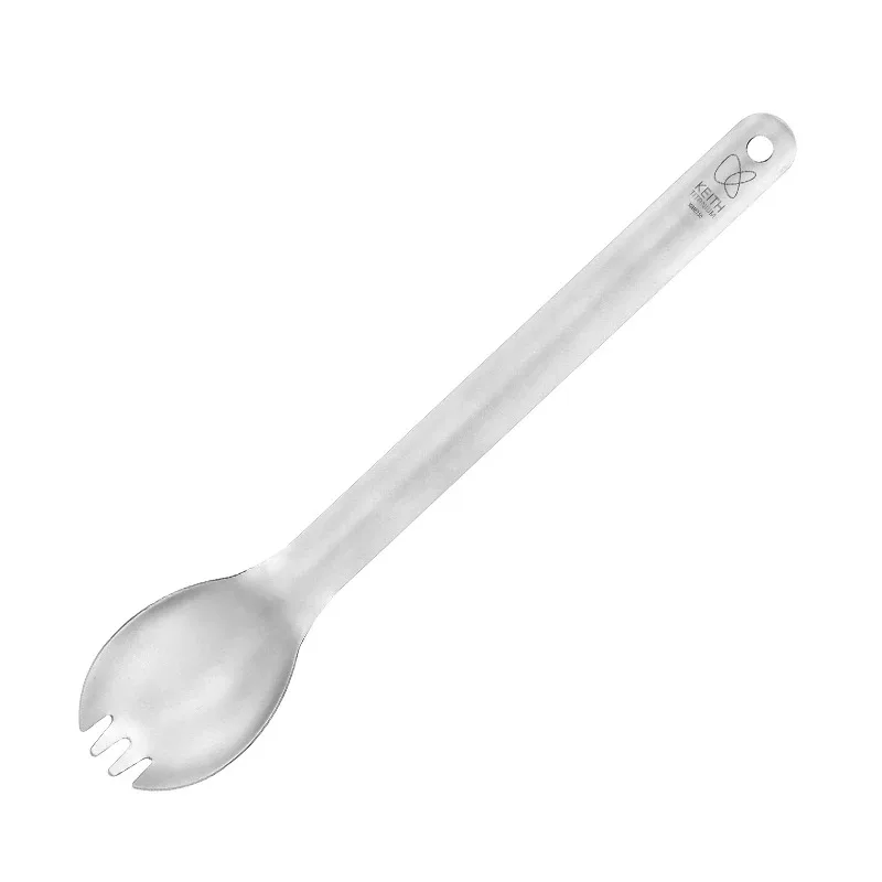 ملعقة كيث من التيتانيوم النقي بمقبض طويل للتخييم والمشي والسفر أدوات مائدة مضادة للبكتيريا خفيفة الوزن لأدوات تناول الطعام في الهواء الطلق قابلة للغسل في غسالة الأطباق