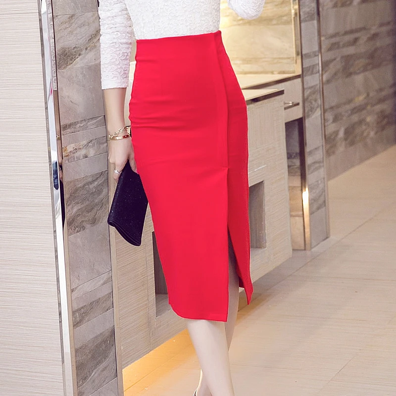 

European Style Sexy Split Package Hip Step Skirt High Waist Skirt