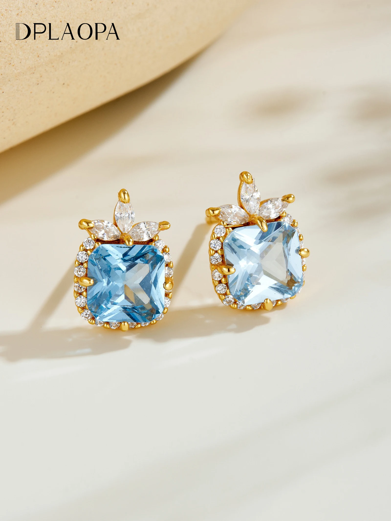 

DPLAOPA Women 925 Sterling Silver Square Blue Zircon Stud Earrings 2025 New Luxury Cute Romantic Fine Party Jewelry Gift