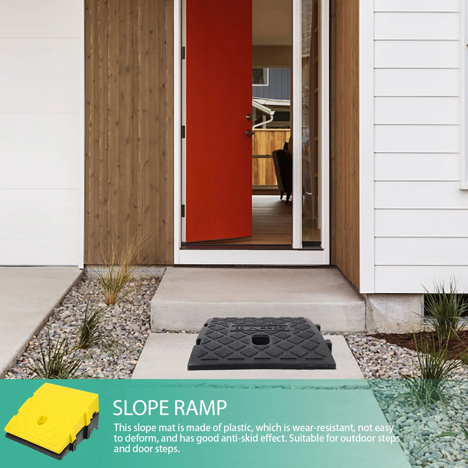 

2pcs Plastic Ramp Pad Thickened Anti-Slip Durable Outdoor Use Slope Mat Heavy Duty Ramp for Car Motorcycle Curb Entry