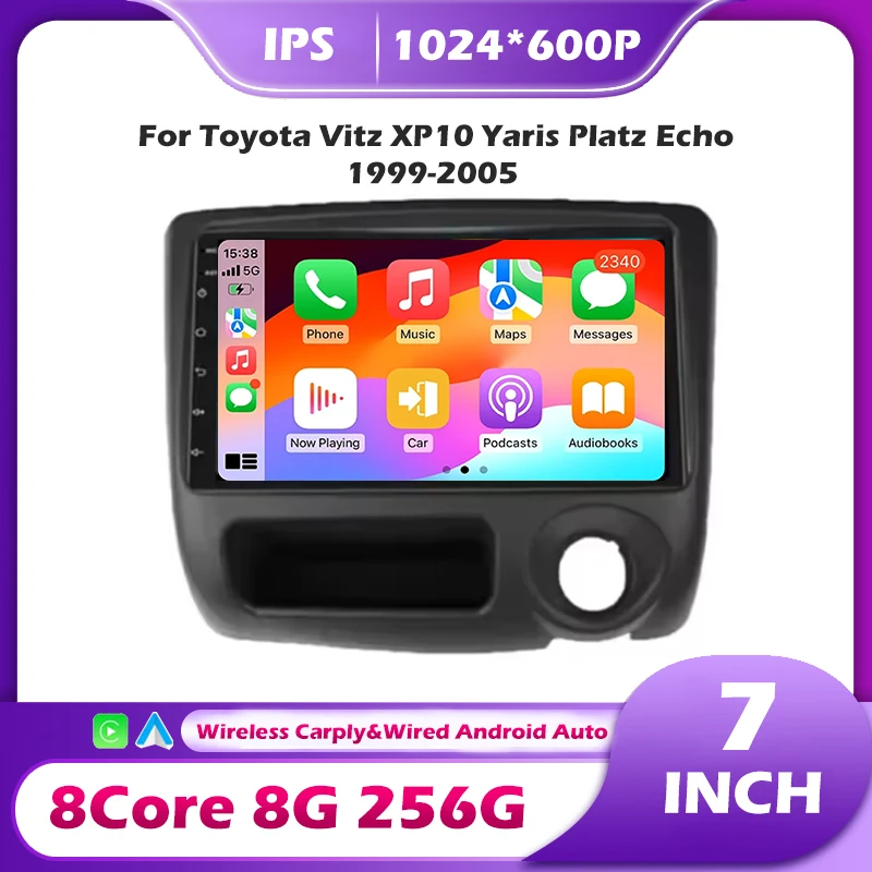 

Android 14 Auto For Toyota Vitz XP10 Yaris Platz Echo 1999-2005 Car Radio Multimedia Stereo Carplay Autoradio GPS Navigation DSP