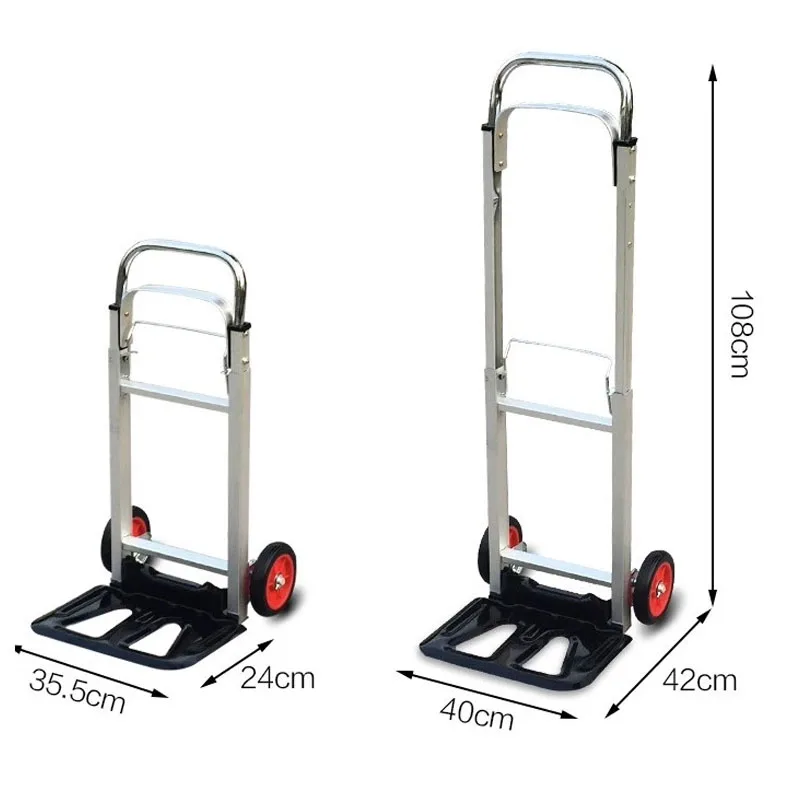 Wheel Hand Pulled Luggage Cart Shopping Express Logistics Cart All Aluminum Flat Plate Handling Cargo Trolley Folding Four