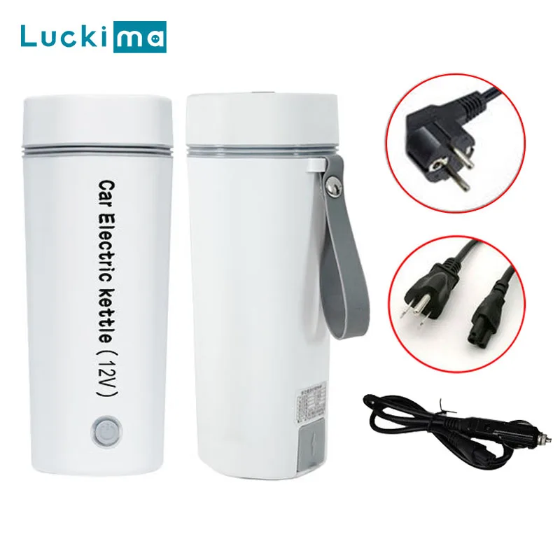 New Portable 2 Styles 12/24V Car Heating Cup Home Traveling Heater Water Bottle Smart Touch Thermos Bottle with EU/US/UK Plug