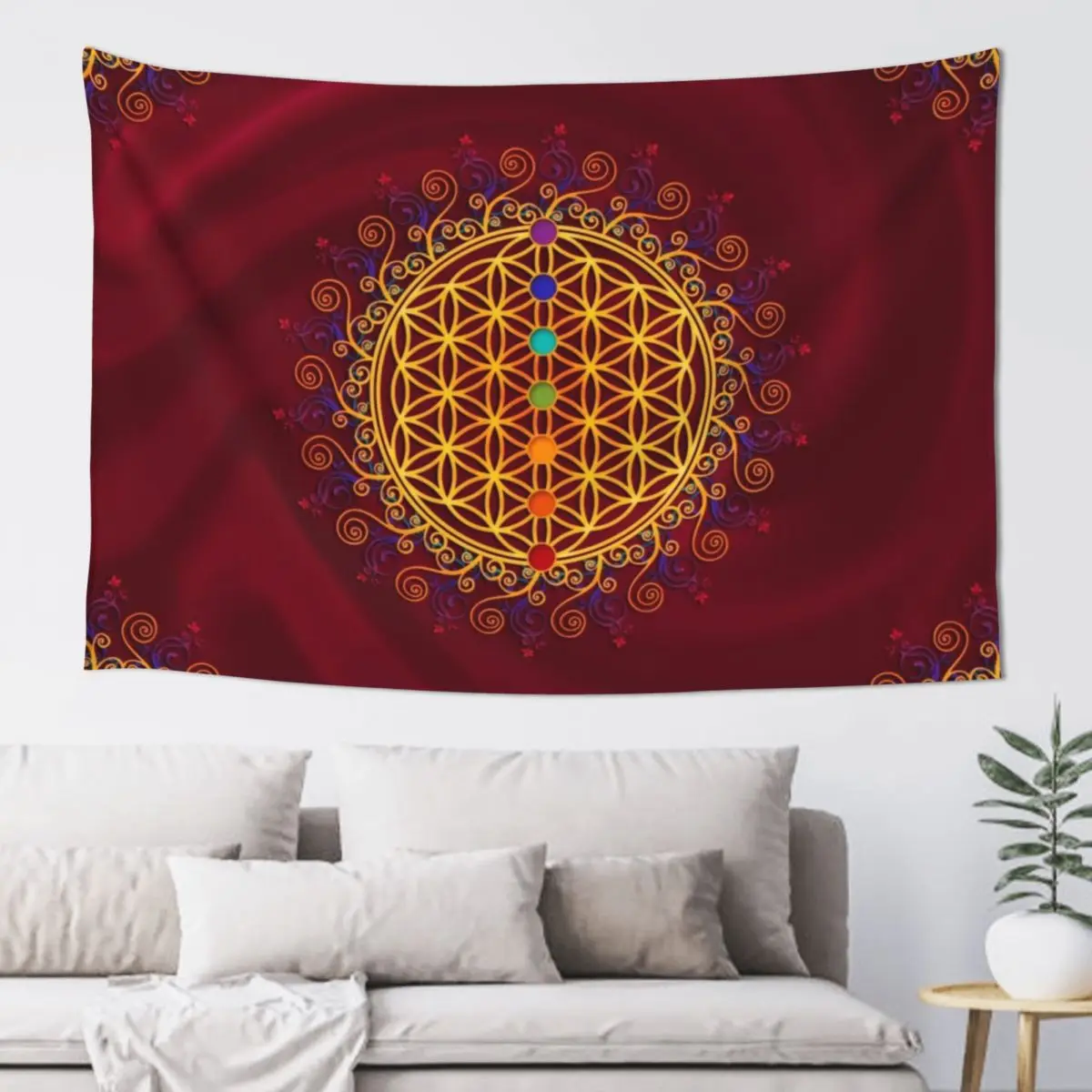 

FLOWER OF LIFE, CHAKRAS, SPIRITUALITY, YOGA, ZEN, Tapestry Home Decoration Accessories Room Ornaments Tapestry