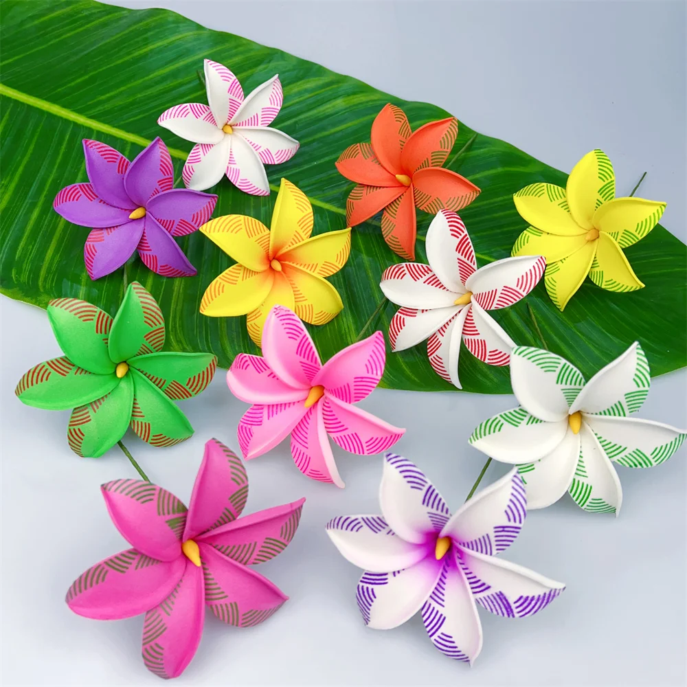 11 szt. Kwiatka z pianki do włosów z perłowym uchem z kwiatem do włosów tahitańska Gardenia wiatraczek Tiare Hawaiian Hula Dance kwiaty prawdziwy dotyk