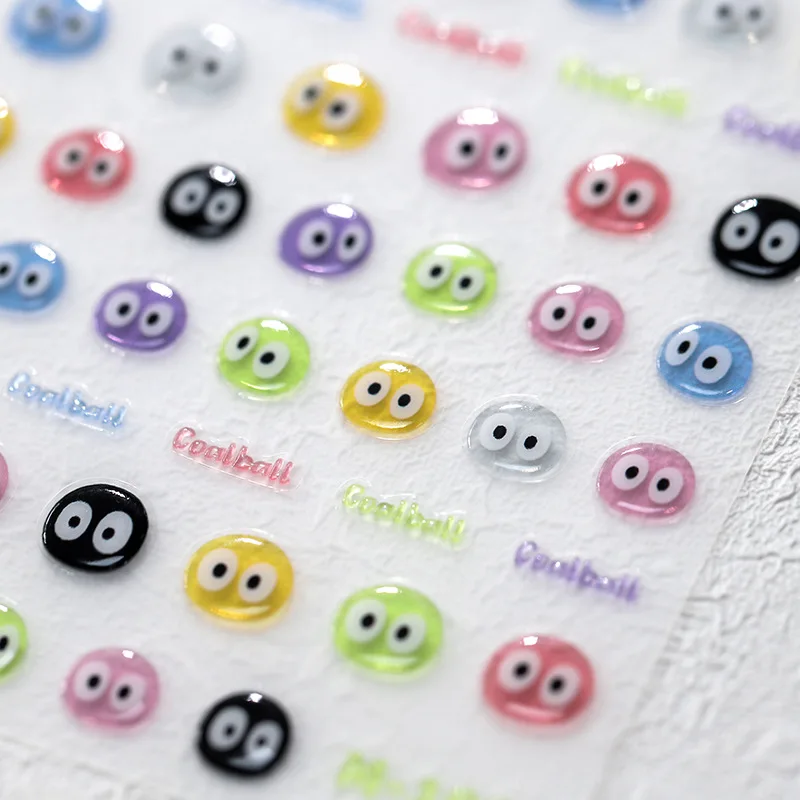 Lovely Cartoon Colored Coalball 3D Jelly Self Adhesive Nail Art Stickers Cute Jellyfish Whale Shark Manicure Decals Wholesale