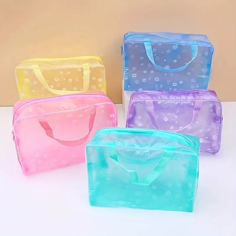 5pcs Transparent Toiletry Packaging Travel Cosmetic Bag Waterproof Travel BagToiletry Bag Portable Travel Business BeachBag