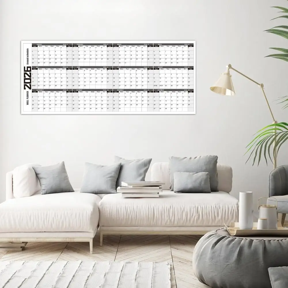 

Календарь на 2026 год (42x100 см) с цветными заметками, 12-месячный ежедневник-органайзер, креативный ежемесячный планировщик для домашнего использования