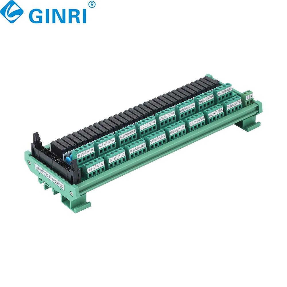 GINRI JR-B32PC-F/24VDC Slim Din Rail Mount DC 24v 32 Channel Relay Modules PLC Relay Board
